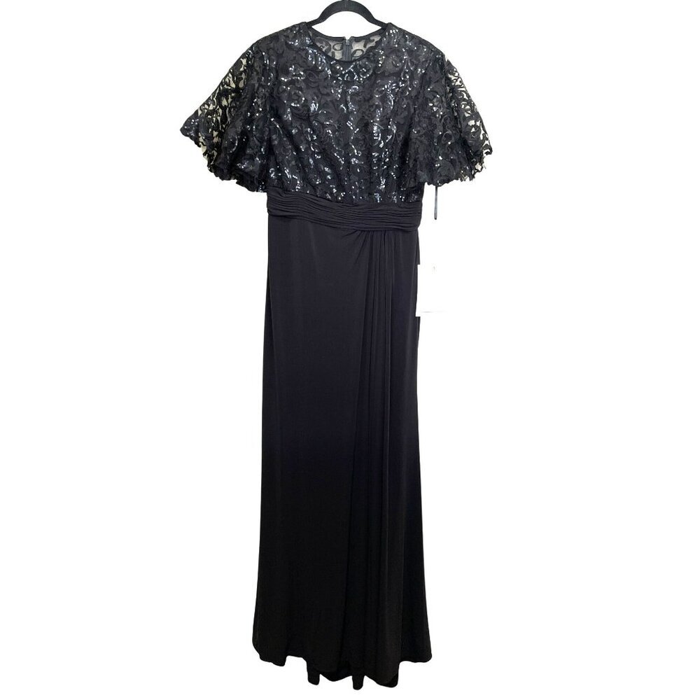Mac Duggal Sequins Jersey Flutter Sleeve Formal Gown Maxi Dress Sz 10 NWT - Picture 6 of 8